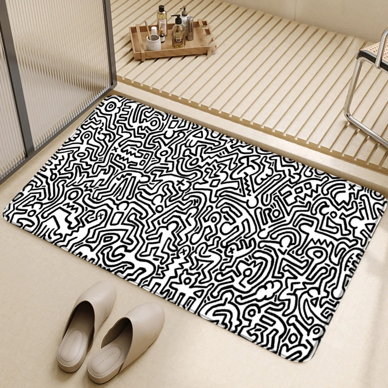B-Keith Haring Граффити Тумбочка Ковер Нескользящий Коврик Для Ванной Комнаты Входной