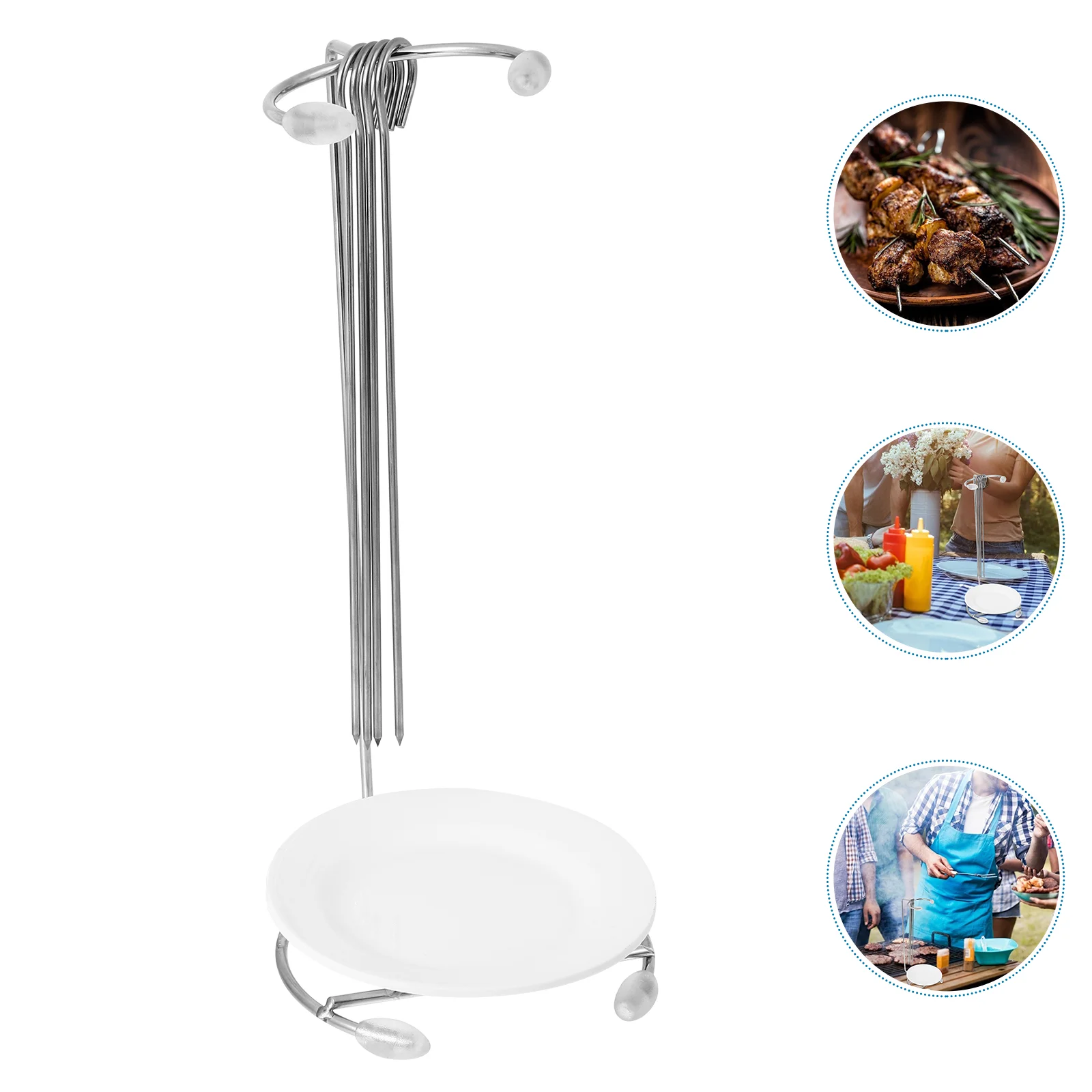 

Skewersgrilling Skewer Stand Kabob Stainless Steel Kebab Rack Bbq Sticks Metal Grill Hanging Barbecue Vertical Holder Hanger