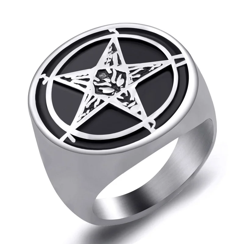 Men's six pointed star ring devil ring