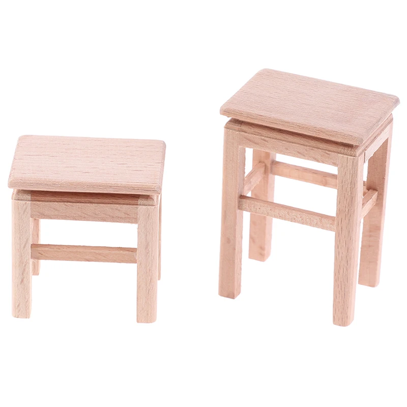 

New 1/12 Dollhouse Miniature Accessories Mini Wooden Stool Simulation Chair Furniture Model Toys for Doll House Decoration