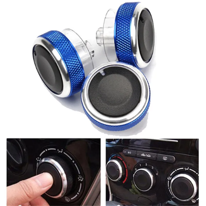 

New 3pcs/Set 4 Colors Car AC Knob Aluminum Alloy Air Conditioning Heat Control Switch Accessories Suitable For Ford Focus