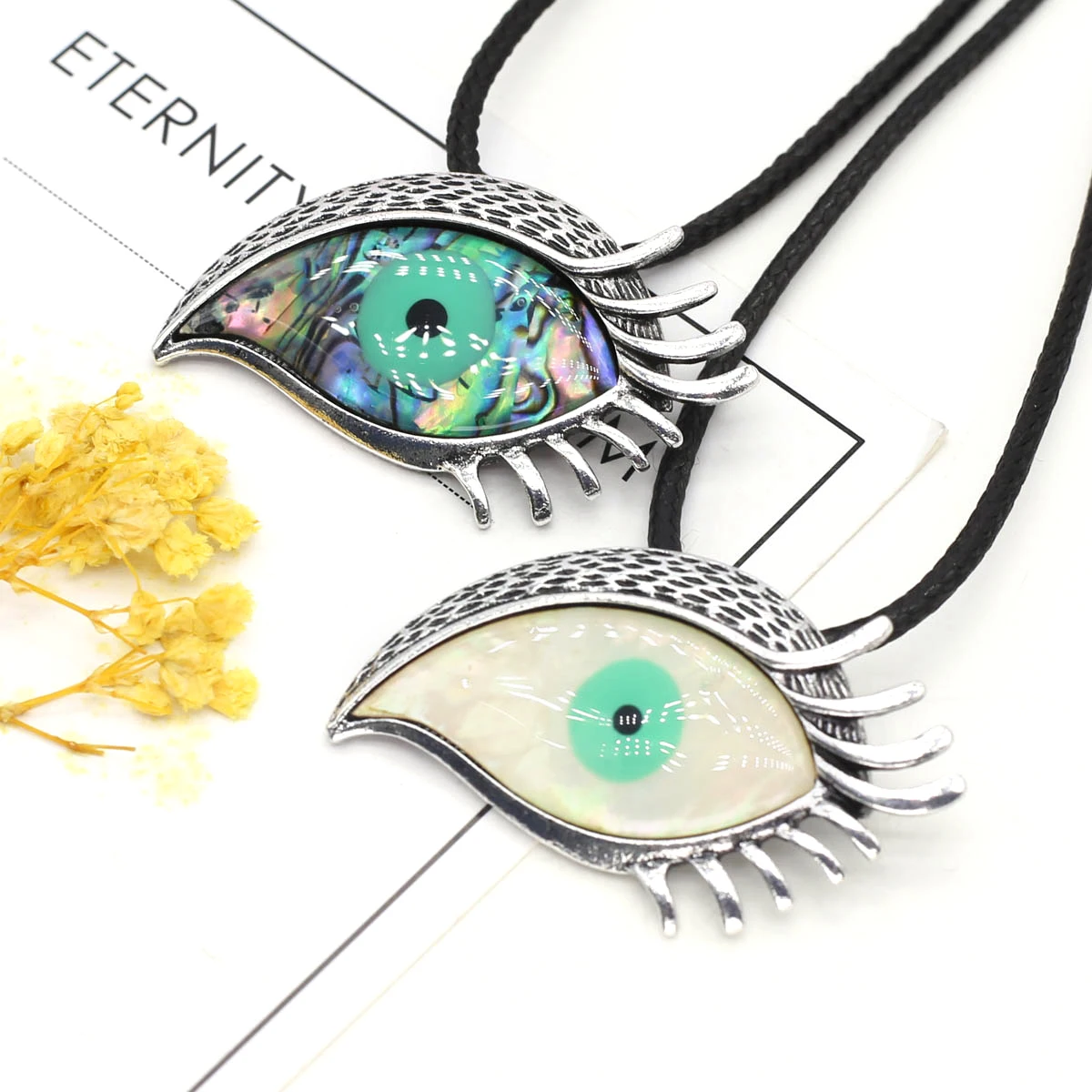 

Ожерелье из натуральной кожи, дьявольские глазки, 60 см, веревочные цепочки, ожерелья с белыми ракушками для женщин