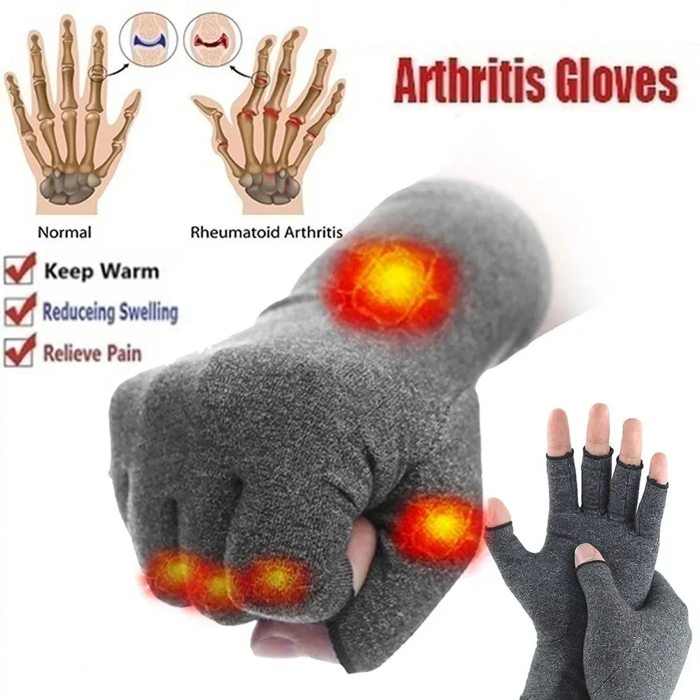 

1 Pair Compression Arthritis Gloves Wrist Support Joint Pain Relief Hand Brace Women Men Therapy Wristband Compression Gloves