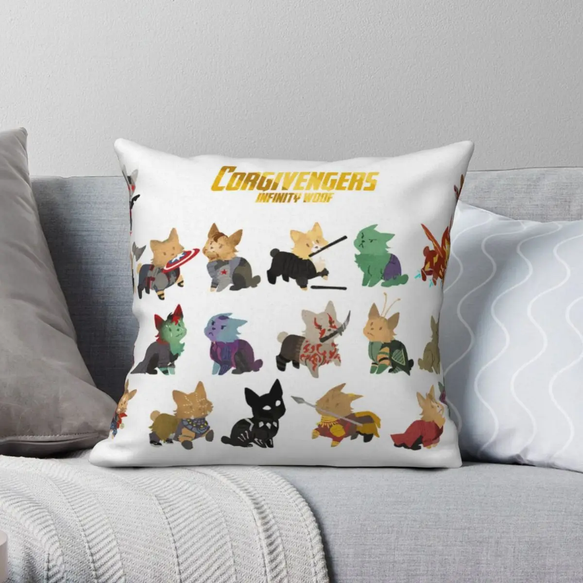 Квадратная подушка Corgivengers чехол, полиэстер, лен, бархат, креативная Декоративная Подушка на молнии, чехол, оптовая продажа