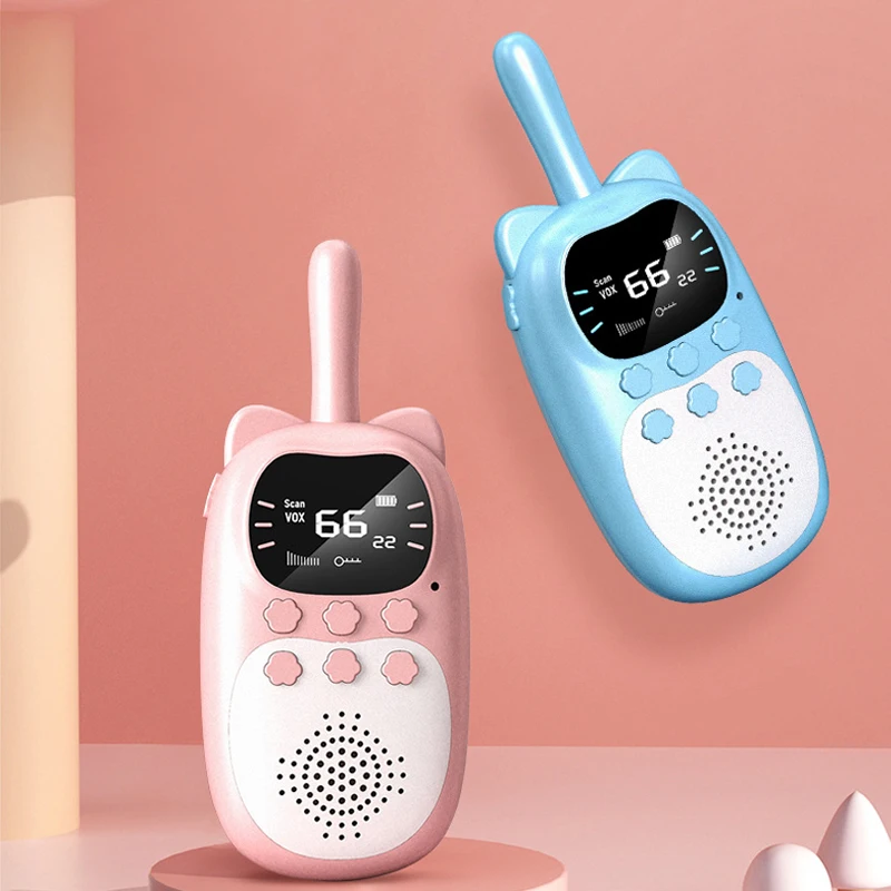 

New 2pcs Kids Walkie Talkie Rechargeable 1000mAh Handheld 0.5W 3km Radio Transceiver Interphone For Children Toys Birthday Gifts