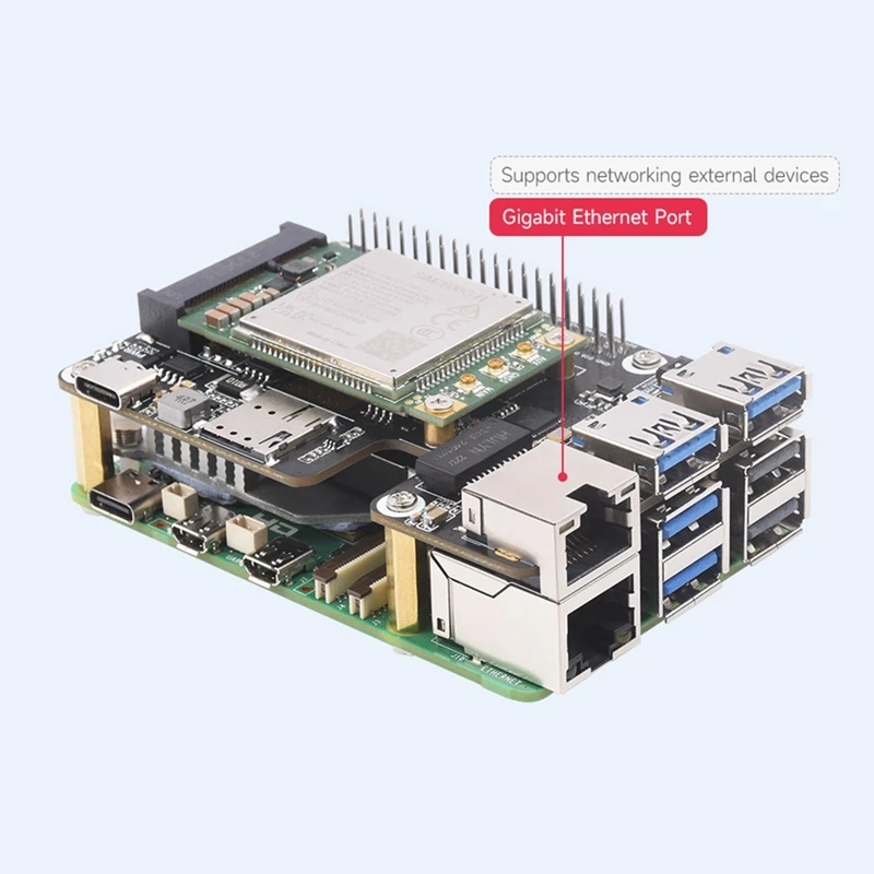 Для Raspberry Pi 5-Pcle к Minipcle Gbe USB3.2 HAT + Gigabit Ethernet SIM7600G-H модуль 4G поддерживает Minipcie