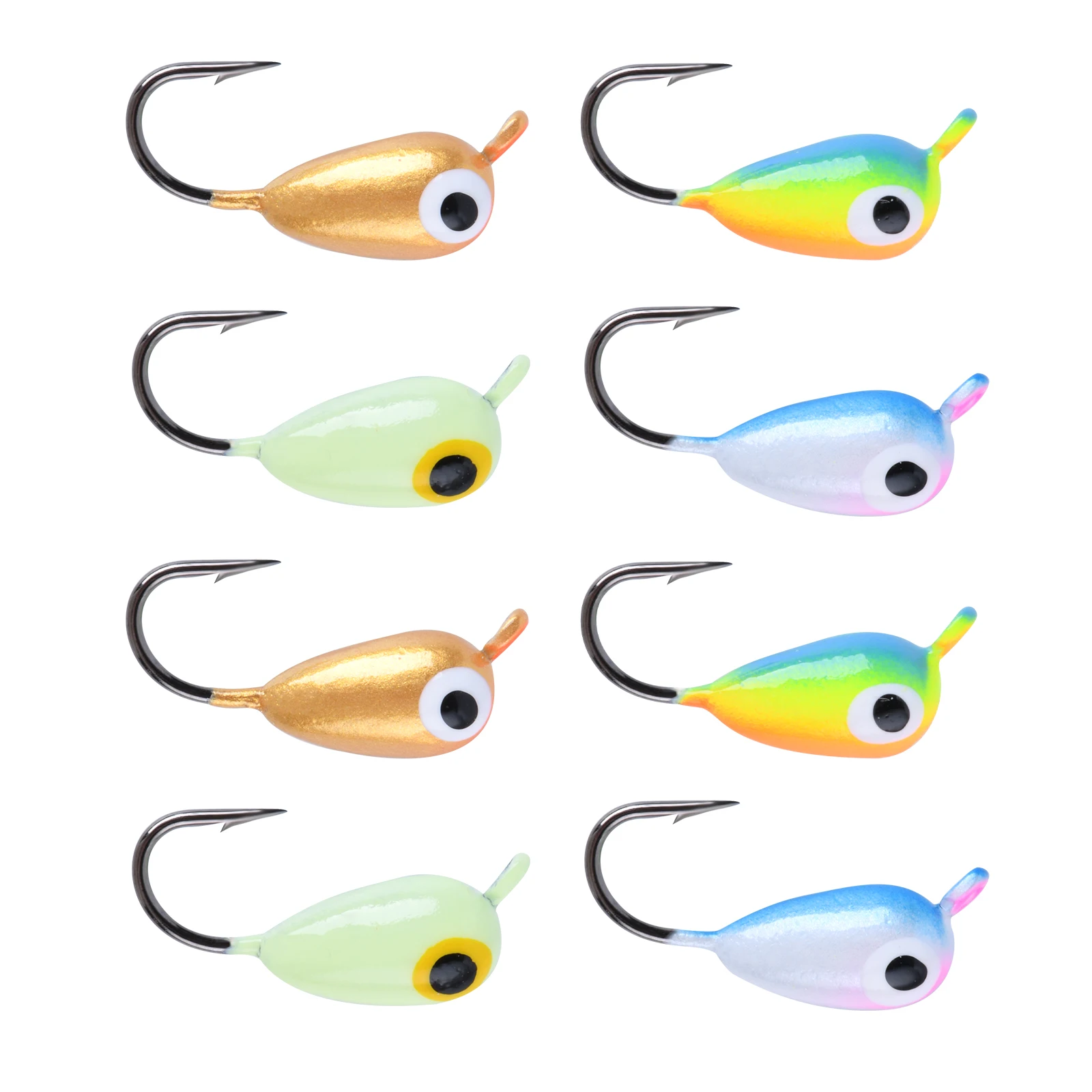 

Goture 8pcs/lot Ice Jig 0.9g 1.1g 1.8g 2.4g Ice Fishing Lure for Panfish Winter Jig Luminous Lure with Fishing Tackle Box
