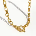 Женское Ожерелье-чокер Peri'sBox, цепочка золотого цвета с переключателем, смешанные связанные кольца, минималистичное ювелирное изделие