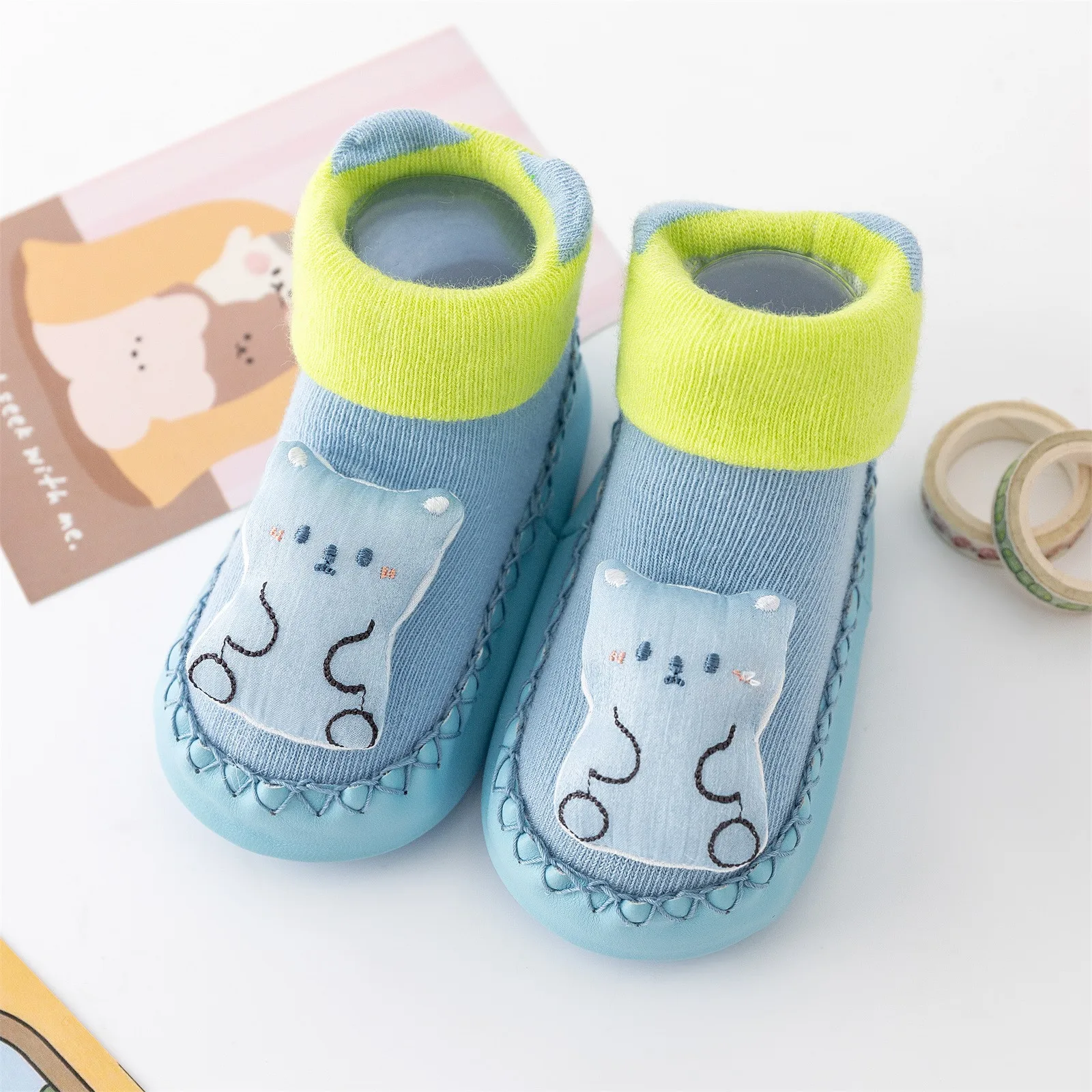 

Обувь для малышей в стиле унисекс, Резиновая обувь с мягкой подошвой, Нескользящие, с мультяшным рисунком животных, для начинающих ходить в помещении и на открытом воздухе, для младенцев