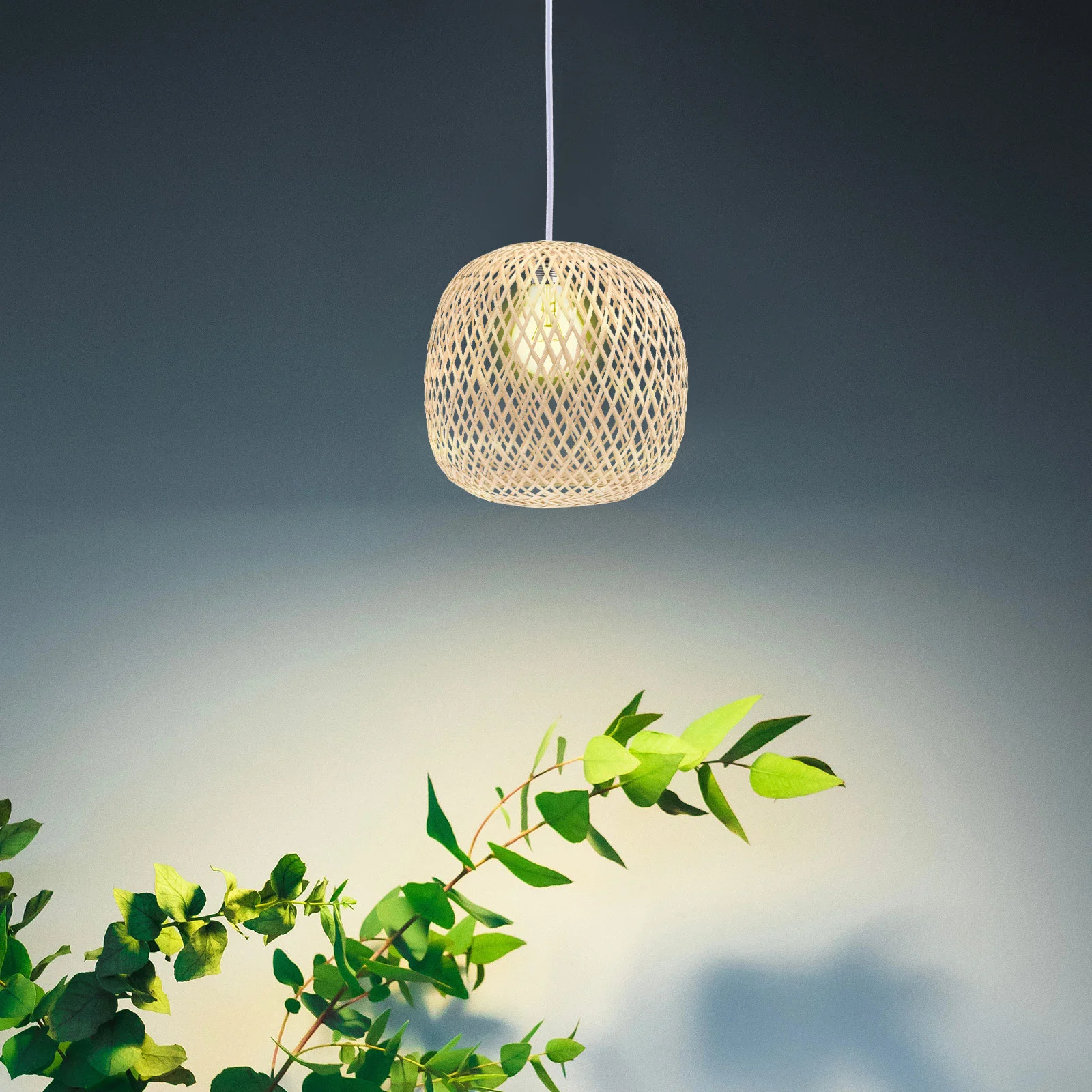 

Bamboo Lantern Light Shade Rustic Wall Sconces Rattan Lampshades Chandelier Cover Weaving Retro Hotel Pendant