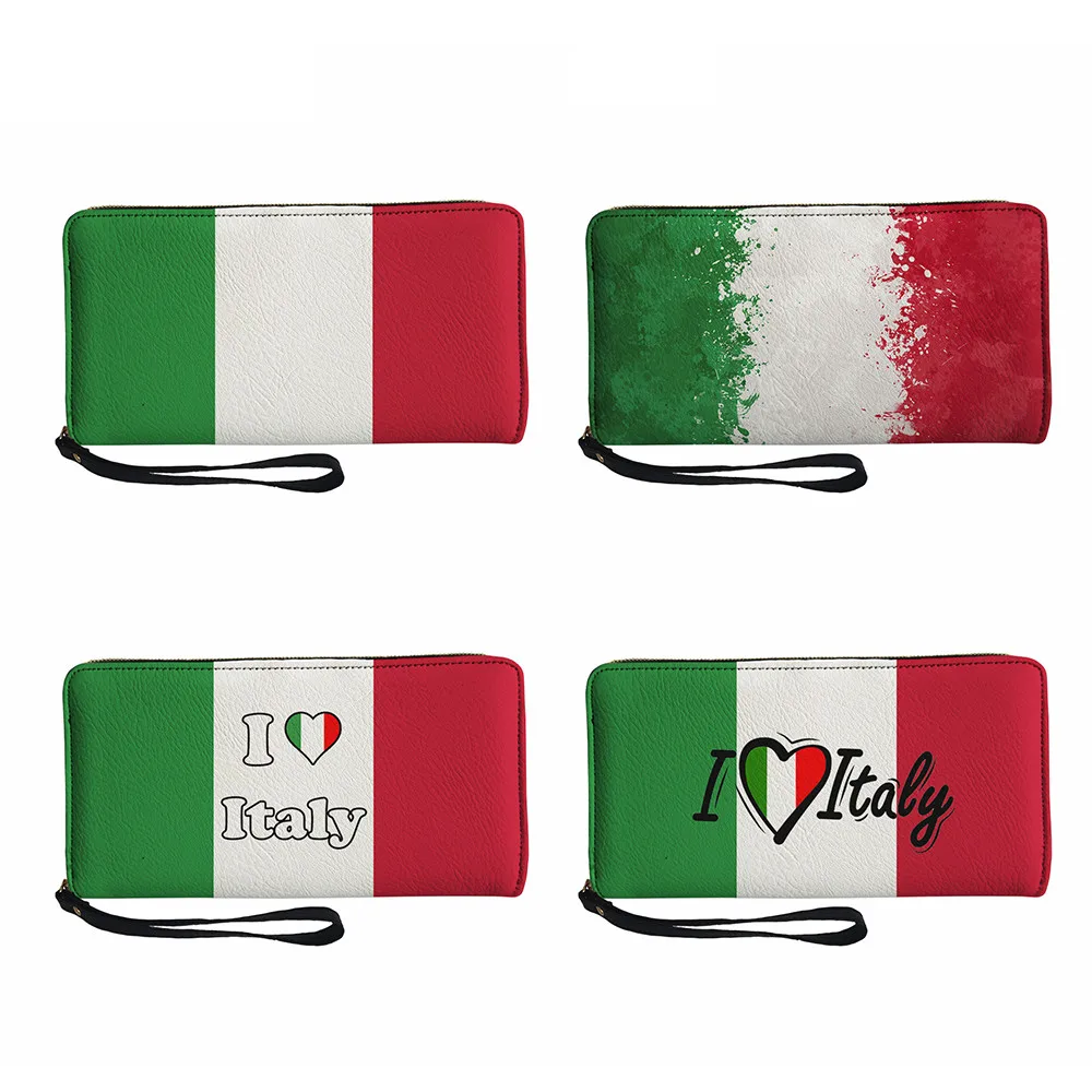 

Nopersonality Luxury Brand Purse for Women Italian Flag Print Small Money Bags Leather Business Card Holder Waterproof Clutches