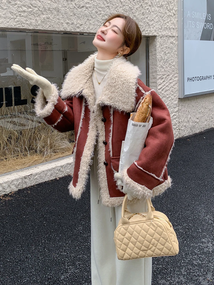 Ankela Red Small Man Верхняя одежда из овечьей шерсти зима 2024 новинка High Sense супер красивая