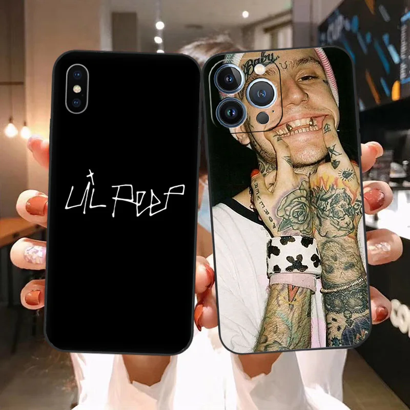 Мягкие чехлы для телефонов iphone 16 15 14 13 12 11 Pro XS Max Mini XR 7 8 Plus 16ProMax L-Lil P-Peep Rapper черный