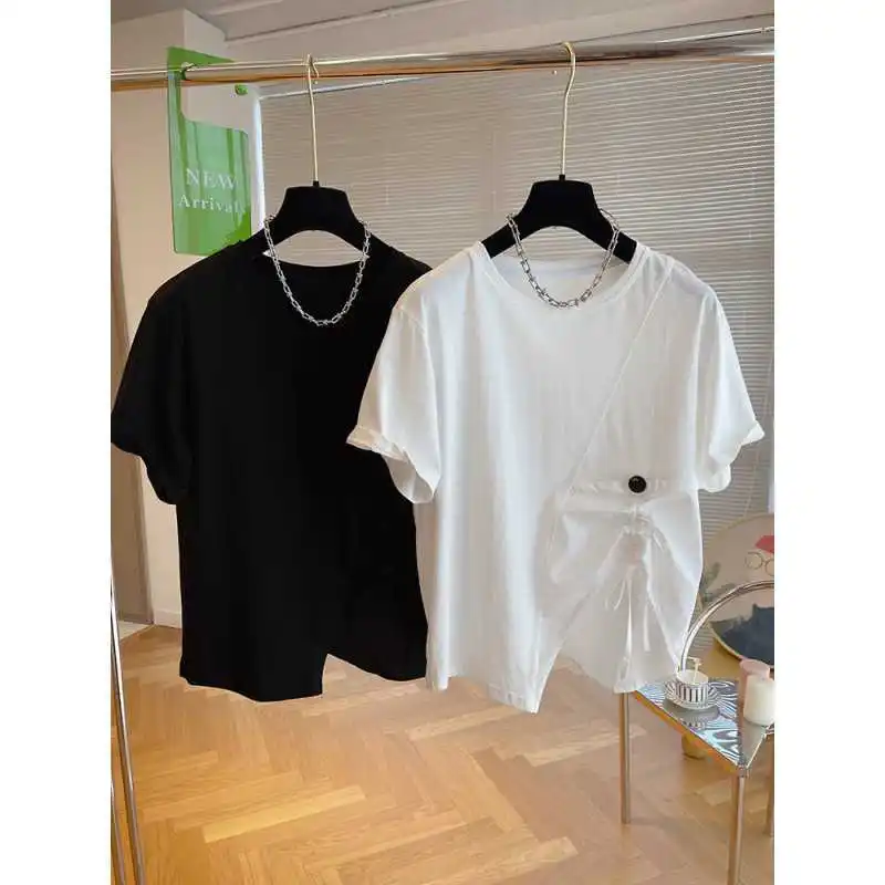 

2022 New Pregnant Women Loose Casual Irregular T-Shirt Women's Short Sleeve White