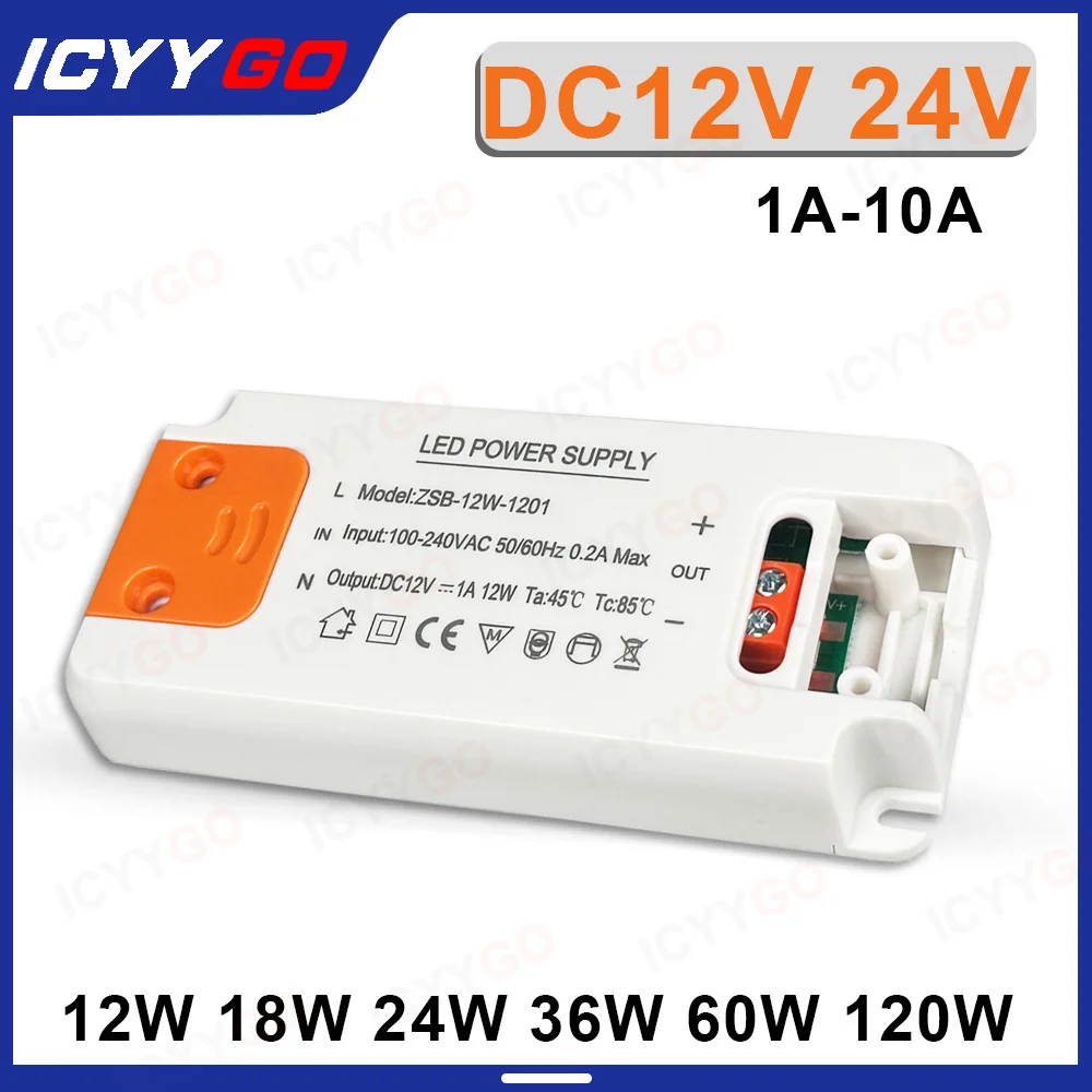 Фото Светодиодный драйвер DC12V 24V 12W 18W 24W 36W 60W 120W 110V 220V в DC12V, трансформатор для освещения, светодиодный источник питания 1000MA №1