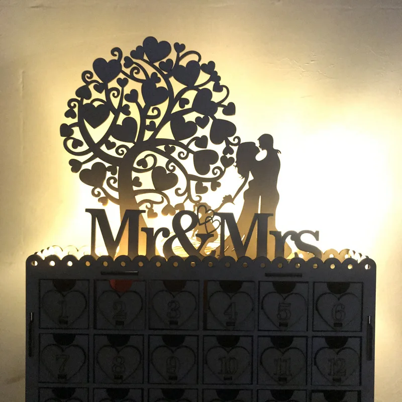 

Wedding Chocolate Wooden DIY Drawer Cabinet LED Countdown Wedding Guest Chocolate Cabinet Wedding Party Decorations