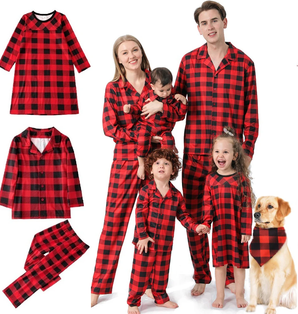 

Mom Baby Mommy and Me Clothes Family Matching Outfits Plaid Mother Daughter Father Son Pajamas Sets mommy and me outfits