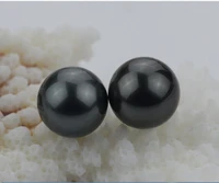 pair of 8 9mm natural south sea genuine black round good luste loose pearl gemstone 3203