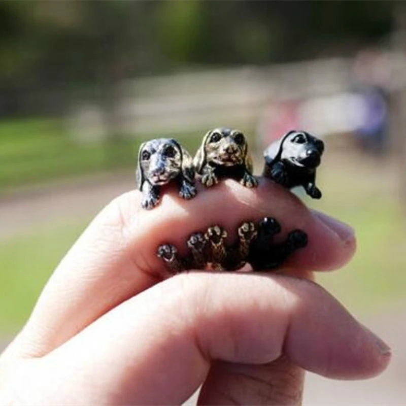 

Retro 3D Beagle&German Shepherd&Schnauzer Dog Ring Women Anel Punk Style Rings For Men Wrap Animal Rings Anniversary Bijoux Gift