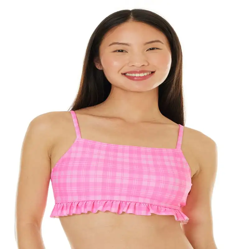 

Plaid Ruff Tie Back Top