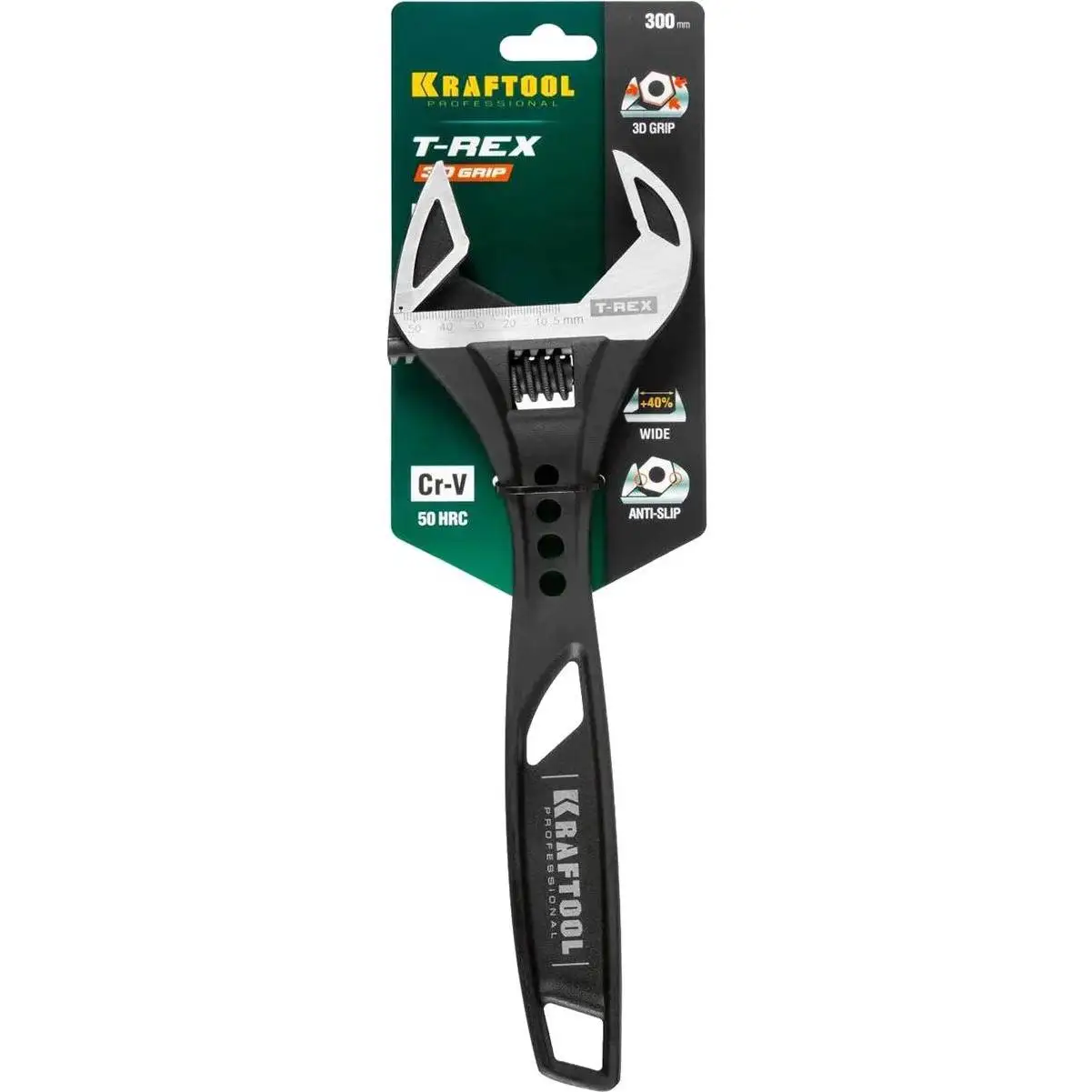 Ключ разводной KRAFTOOL 27254-30 T-REX (макс. диаметр зажима 53 мм прямая эргономичная