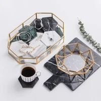 nordic copper bar glass plate jewelry storage tray western cake dessert plate afternoon tea food tray
