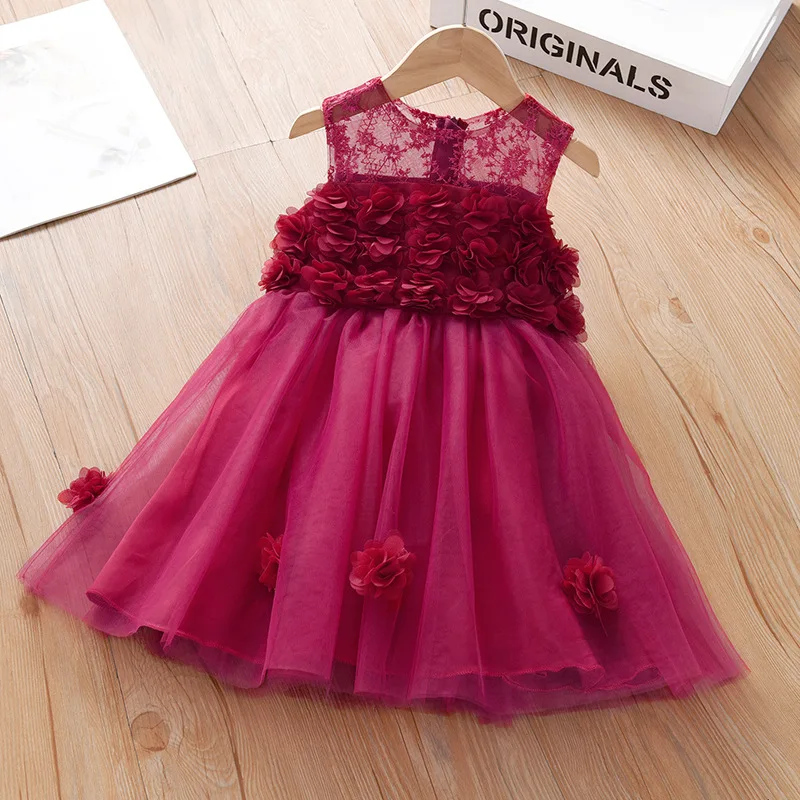 

Dress Above Knee Length Sleeveless O-neck Collar Pullover Solid Designable Fashion Modern Comfortable Summer Kids Girls