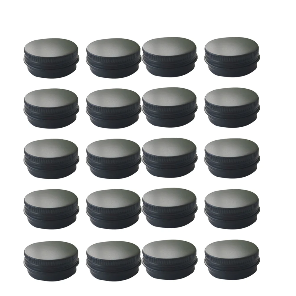 20pcs Aluminium Box Portable Multifunction Useful Black Empty Cream Jar Cosmetics Container for Travel Trip