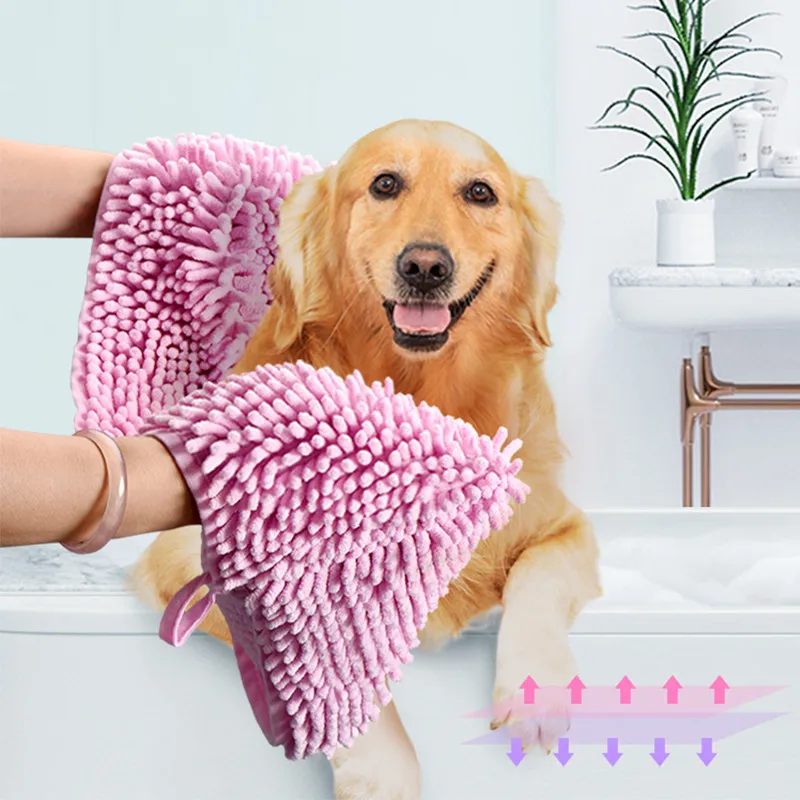 

Ultra Absorbent Dog Towel Quick Dry Cats Bath Towels Microfiber Super Shammy with Hand Pockets for Small Medium Large Pet