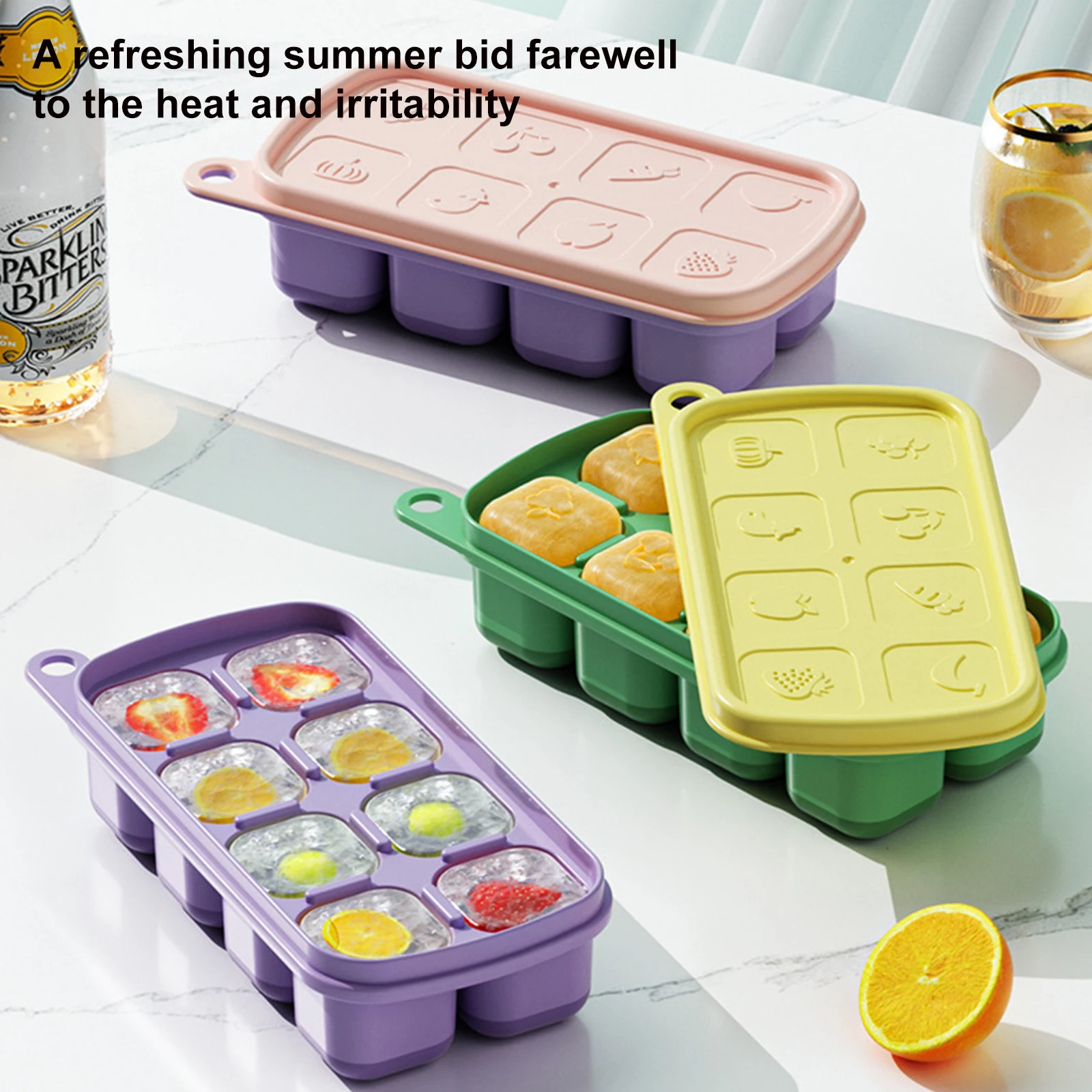 

Food Grade Silicone Ice Grid Kitchen Gadge Ice Case Tray Maker Mould Ice Storage Box Quick Freezing Reusable Creative DIY Mold