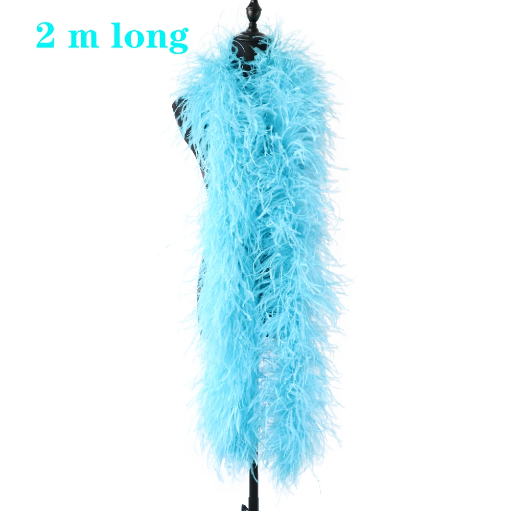 

2 Meters Long Fluffy Ostrich Feathers Boa 4/6/8/10 Ply Feather Ribbon Shawl Scarf Wedding Party Dress Sewing Crafts Decor Plume