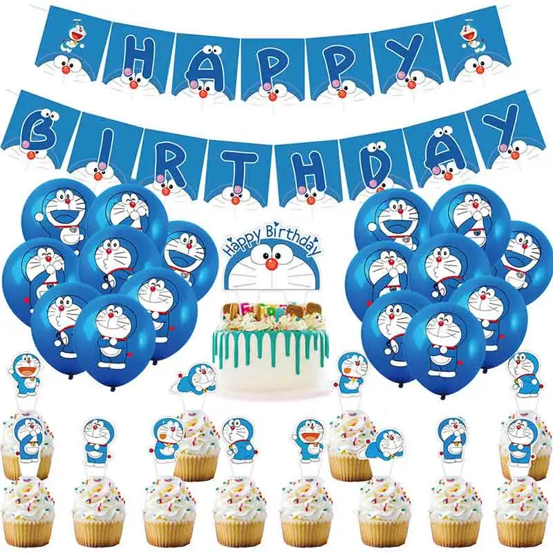 

Cartoon Magic Blue Cat Doraimon Balloon Kid Birthday Party Supplies Banner Anime Cake Topper Baby Shower Wedding Decor Boy Gift