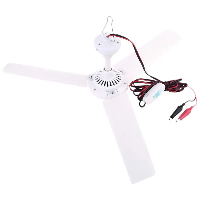 

CPDD 19.7 inch 12V Ceiling Fan Air Cooler Hanging Tent Fans with Switch 2.4m Cable