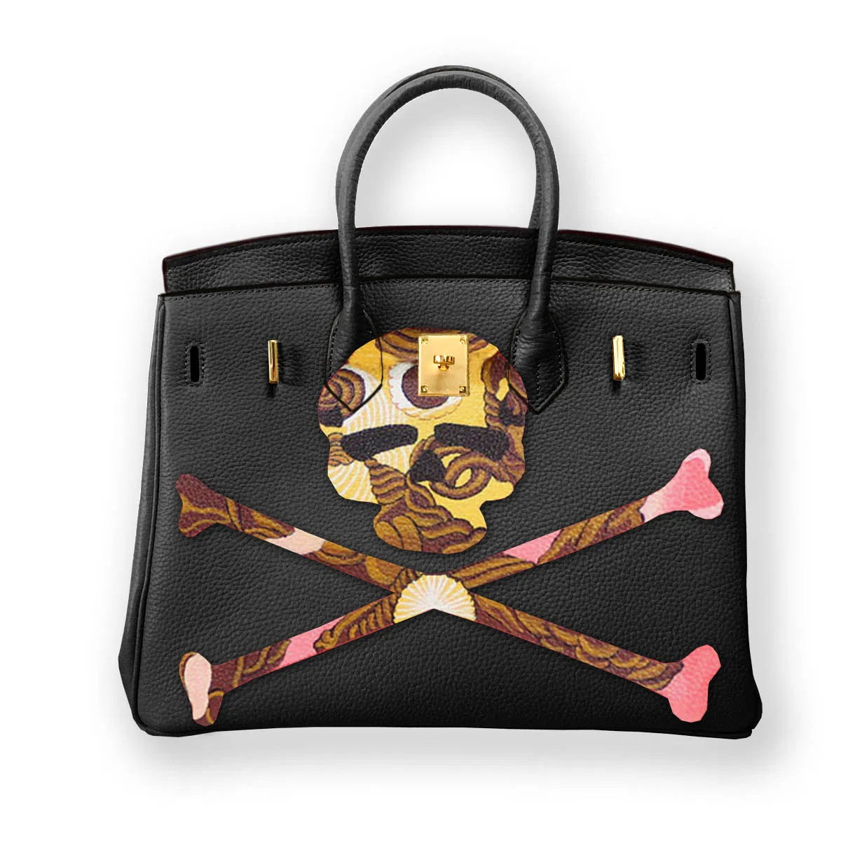 

Togo Clemence Genuine Leather Bags For Women 2022 Bolso Muje Luxury Designer Handbag Hand Printed Fashion COOL ROCK SKULL