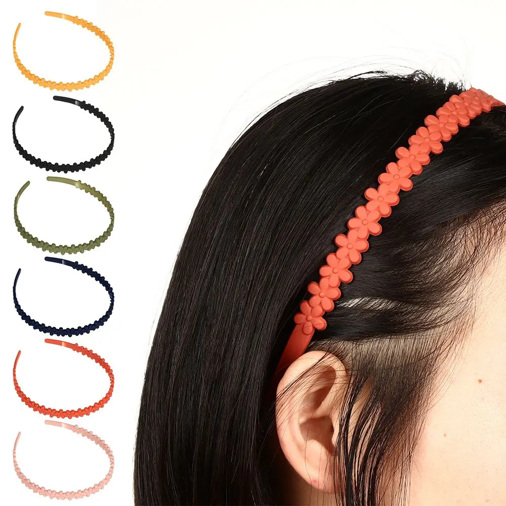 

New Simple Sweet Full Flower Shaped Plastic Headband Matte Solid Color Flower Headhoop for Women Girls Hair Accessories