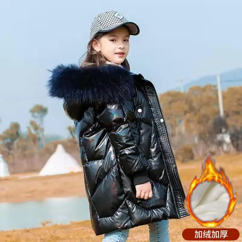 

5-16 Yrs kids Winter Girls clothing warm Down jacket for girl clothes Parka Hooded Middle big Children Outerwear Coat snowsuit