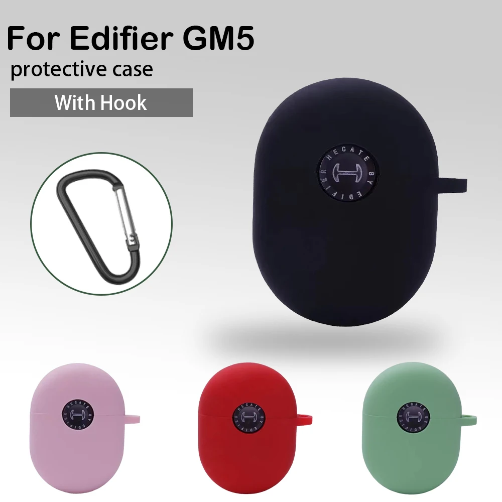 

Wireless Bluetooth Earphone Silicone soft Cover For Edifier GM5 Charging Case With Hook Anti-fall Protective Sleeve Accessories