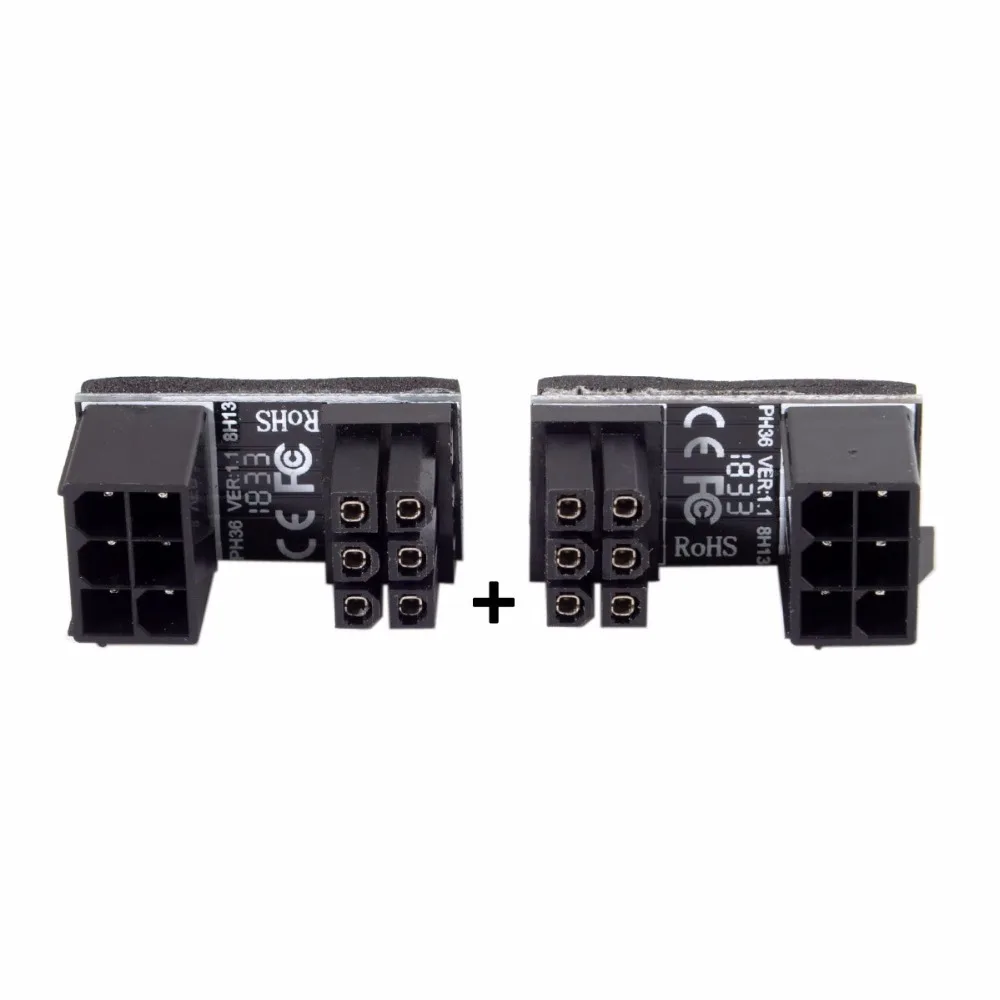 Cablecc ATX 6-контактный разъем на штекер 180 градусов угловой адаптер питания для