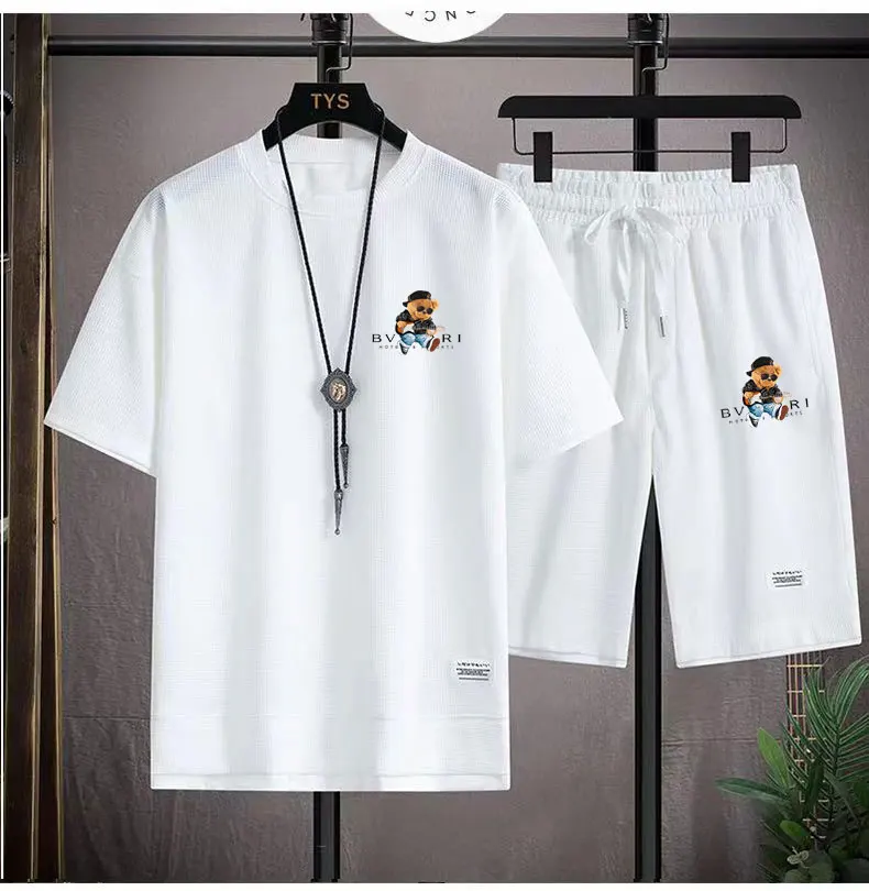 Summer men's sets fashion Korean sports short sleeve T-shirt + sports shorts suit casual shopping jogging suit men's clothing