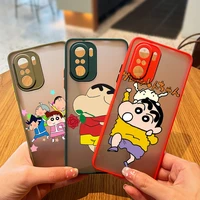 anime boy crayon shin chan for xiaomi redmi 10 9 9a 9c 9at 8 8a 7 7a 6 6a 5 plus 4x 2022 5g frosted translucent hard phone case
