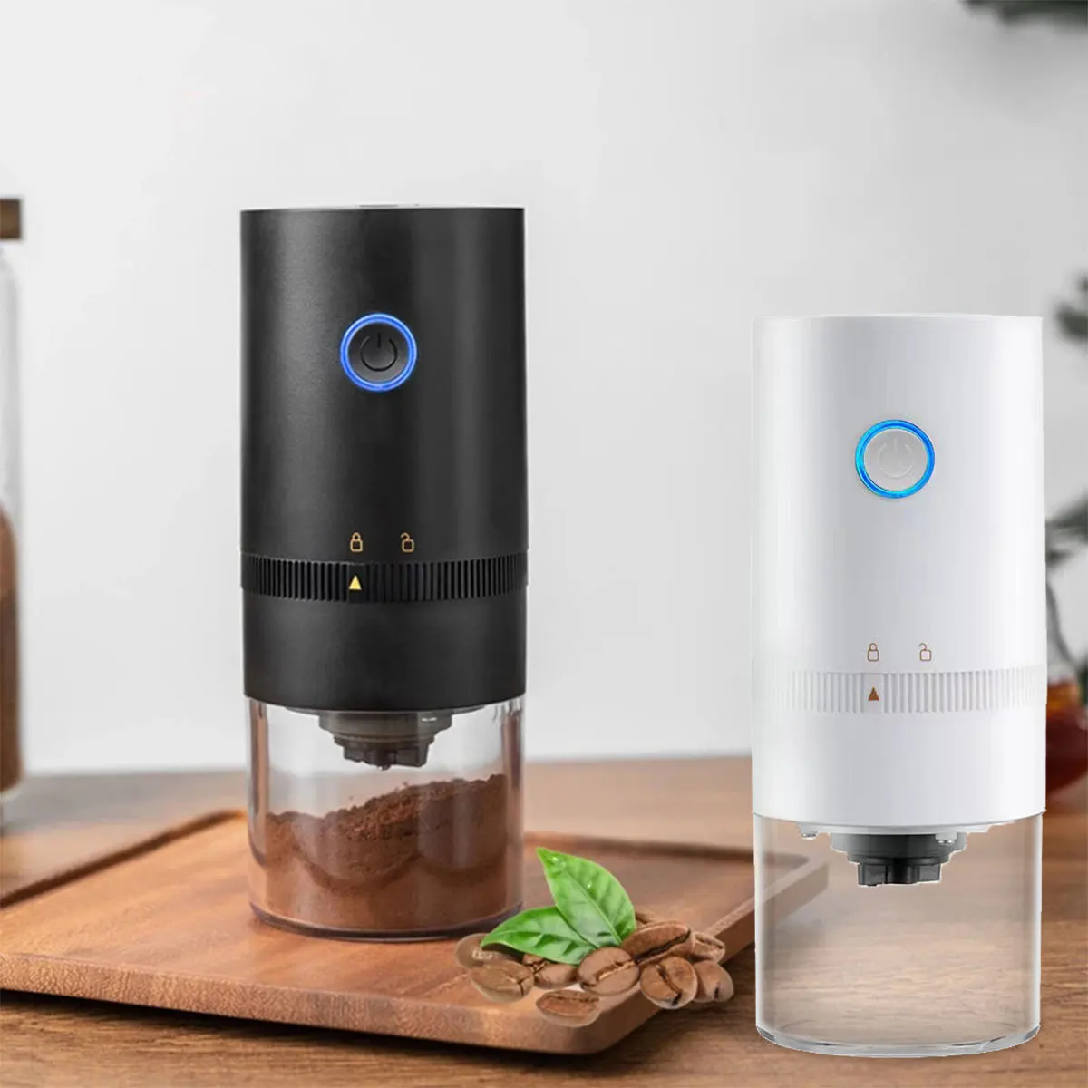 

Портативная зеркальная кофемолка, USB перезаряжаемая маленькая кофемолка с несколькими настройками, автоматическая