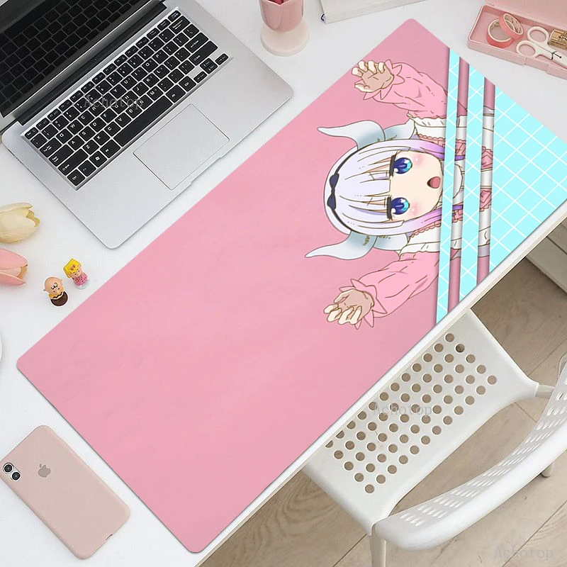 Kanna Cute Mouse Pad 90x40 Anime Large Mousepad Gamer Computer Keyboard Pink Kawaii Desk Mat XXL for Teen Girls for Bedroom Pad images - 6