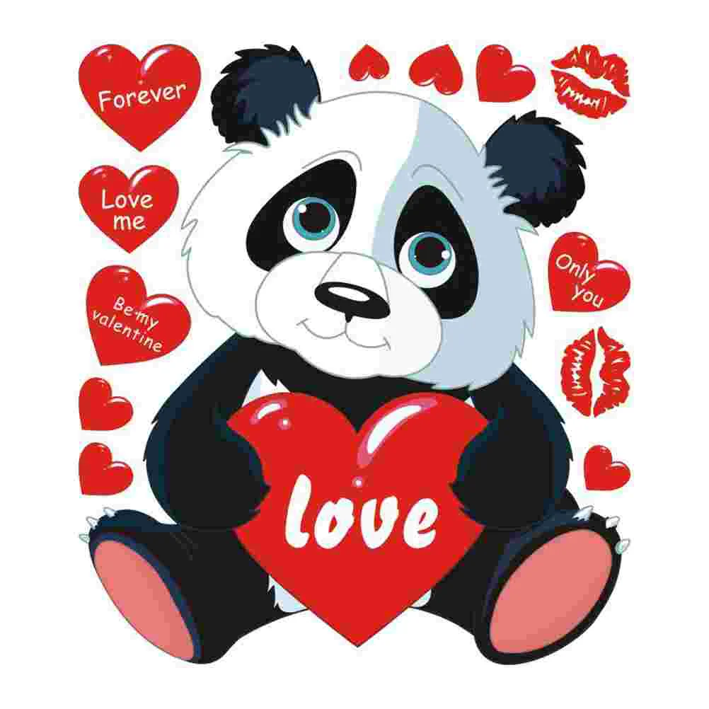 

Wall Stickers Valentines Decals Day Kidsparty Decor Animal Heart Sticker Window Clings Cartoon Lovely Decorations Favors