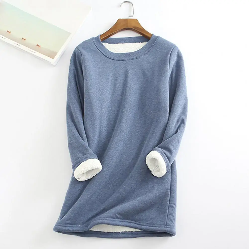 

Simple Blouse Thicken Autumn Winter Pure Color Loose Blouse Coldproof Women Pullover for Festival