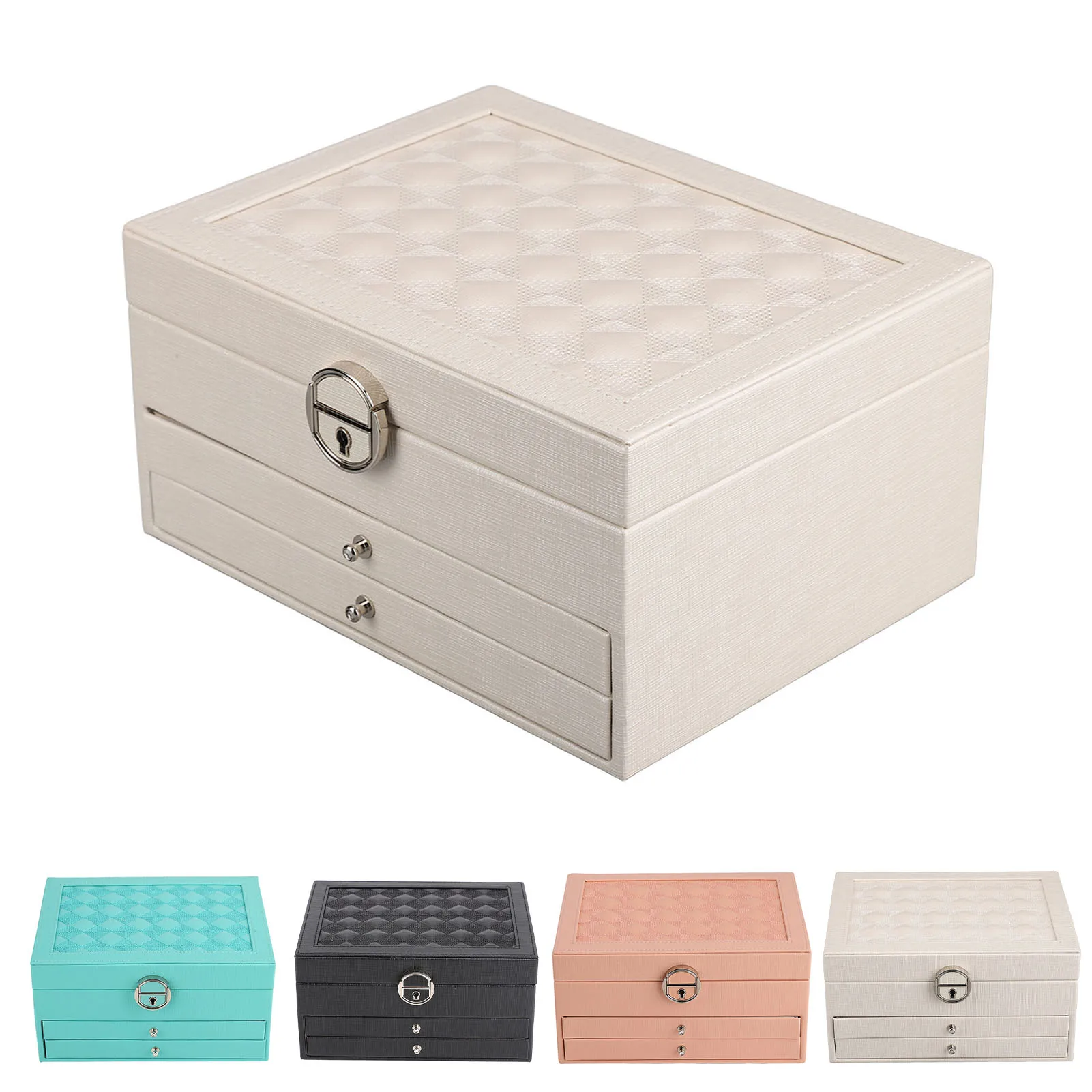 

Jewelry Box Organizer Large Capacity Jewelry Box Dustproof with Key for Home Use for Necklaces