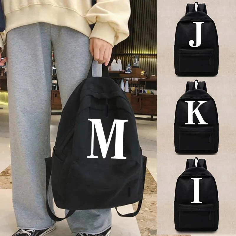 

Women's Backpack Teen Unisex Backpacks College School Bag White 26 Letters Series Shoulder Laptop Bags Commute Sport Knapsack