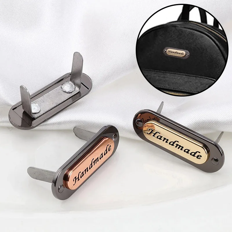 

Metal Handmade Garment Labels Tags For DIY Clothing Bags Hand Made Letter Sewing Labels
