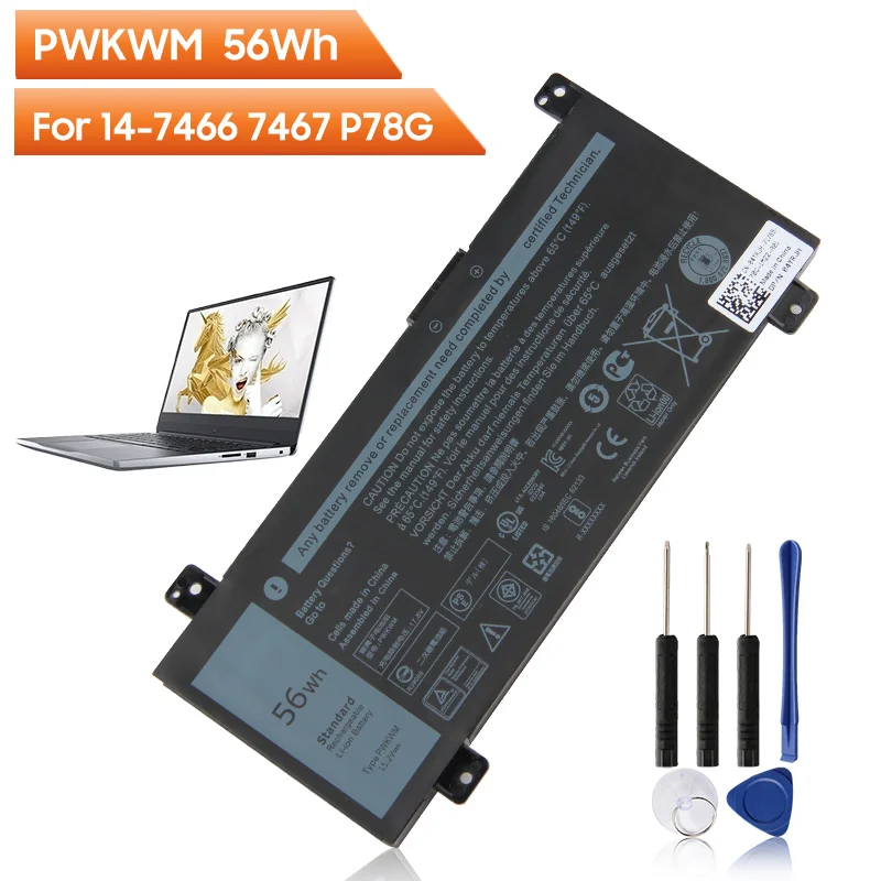 Запасная аккумуляторная батарея PWKWM для DELL Inspiron14-7466 7467 7000 P78G 7467-D1545B/R D1745B/R, аккумуляторная батарея 56wh