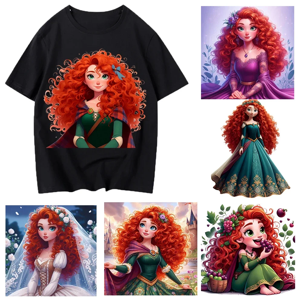 Нашивки с принтом принцессы Диснея Мерида для одежды виниловая переносная тепла