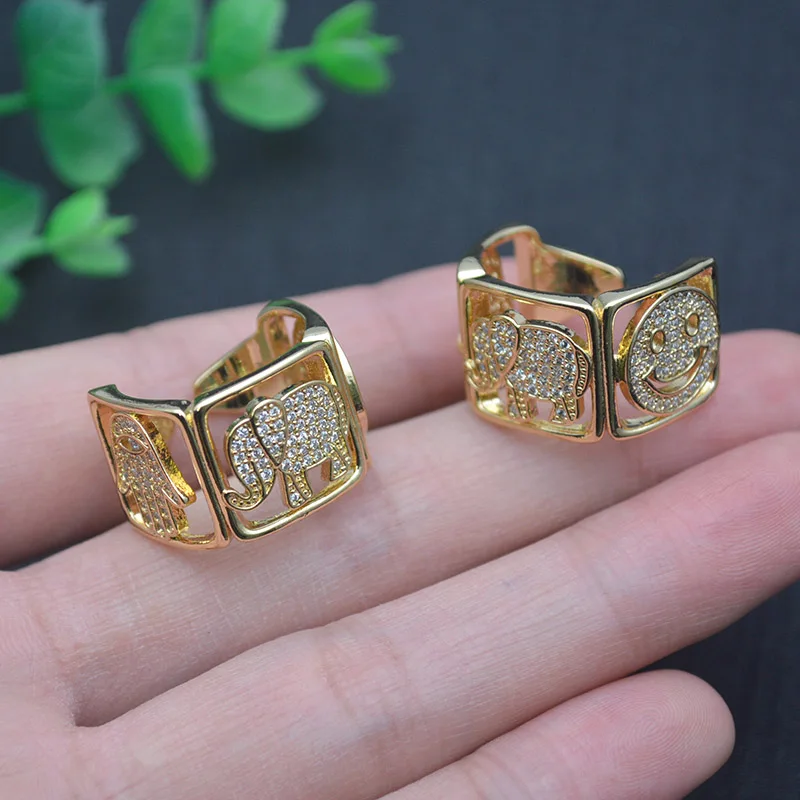 

5 шт./партия, регулируемые кольца с фианитами, 18 К